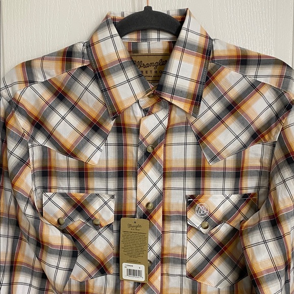 NWT Wrangler Retro Spiced Plaid Western Pearl Snap Button Up Shirt - Picture 5 of 11